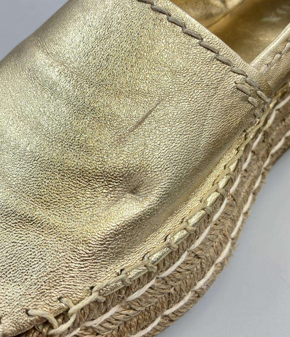 訳あり PRADA ピープトゥプラットフォーム エスパドリーユ 厚底 レディース SIZE 39 1/2 (XL) プラダ