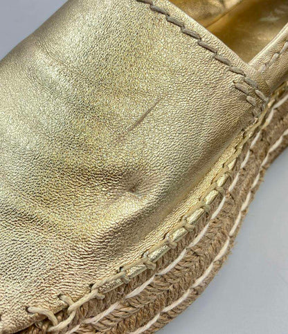 訳あり PRADA ピープトゥプラットフォーム エスパドリーユ 厚底 レディース SIZE 39 1/2 (XL) プラダ