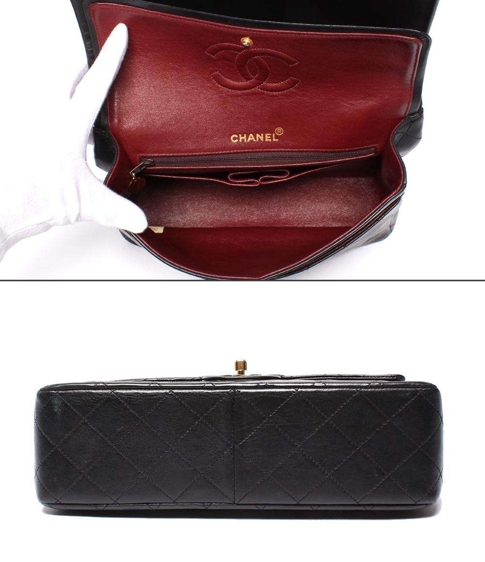 CHANEL チェーンショルダーバッグ 肩掛け ゴールド金具 1番台 ダブルフラップ ダブルチェーン スムースレザー マトラッセ25 レディース シャネル