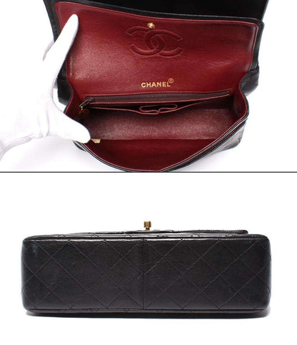 CHANEL チェーンショルダーバッグ 肩掛け ゴールド金具 1番台 ダブルフラップ ダブルチェーン スムースレザー マトラッセ25 レディース シャネル