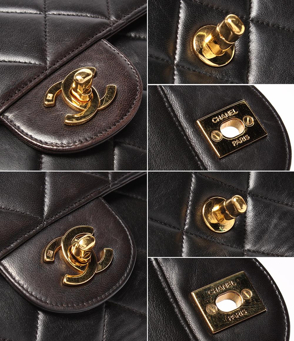 CHANEL ショルダーバッグ ダブルフェイス ダブルチェーン ラムスキン