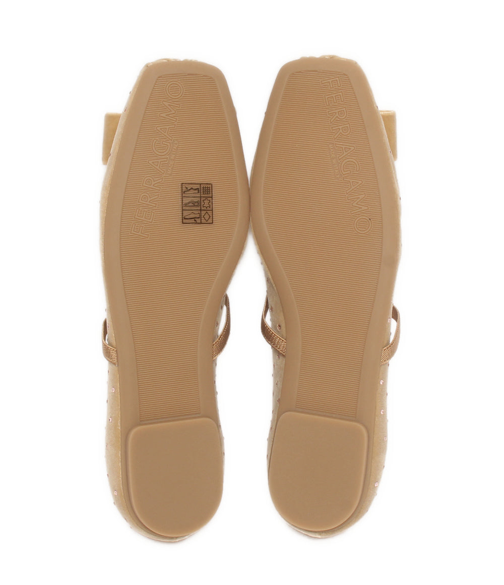 美品 FERRAGAMO バレリーナシューズ フラット レディース SIZE 6 フェラガモ