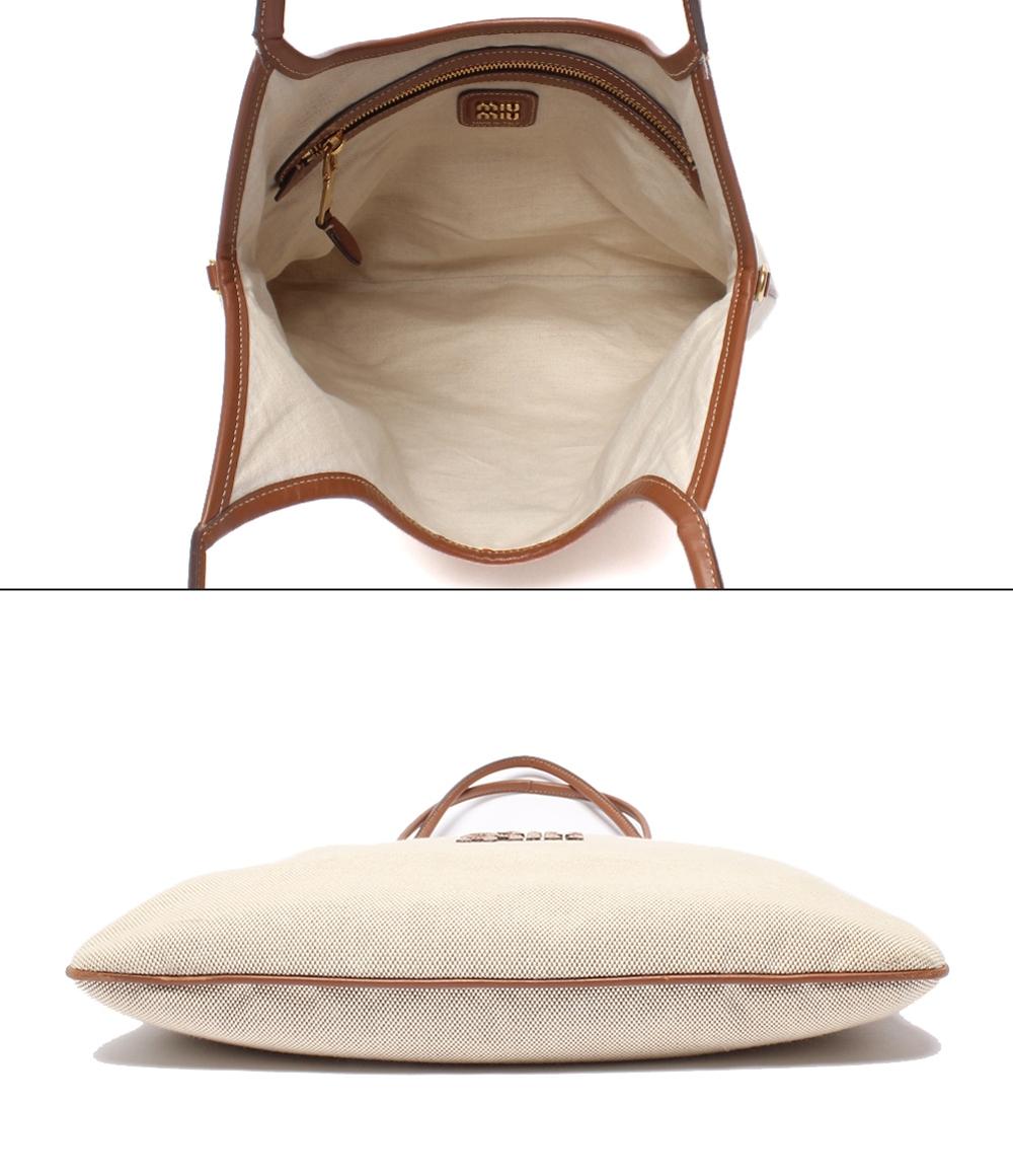 Miu Miu トートバッグ ショルダーバッグ IVY キャンバスxレザー バッグ 肩掛け 5BG231 レディース ミュウ ミュウ