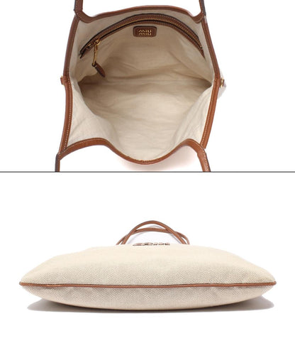 Miu Miu トートバッグ ショルダーバッグ IVY キャンバスxレザー バッグ 肩掛け 5BG231 レディース ミュウ ミュウ