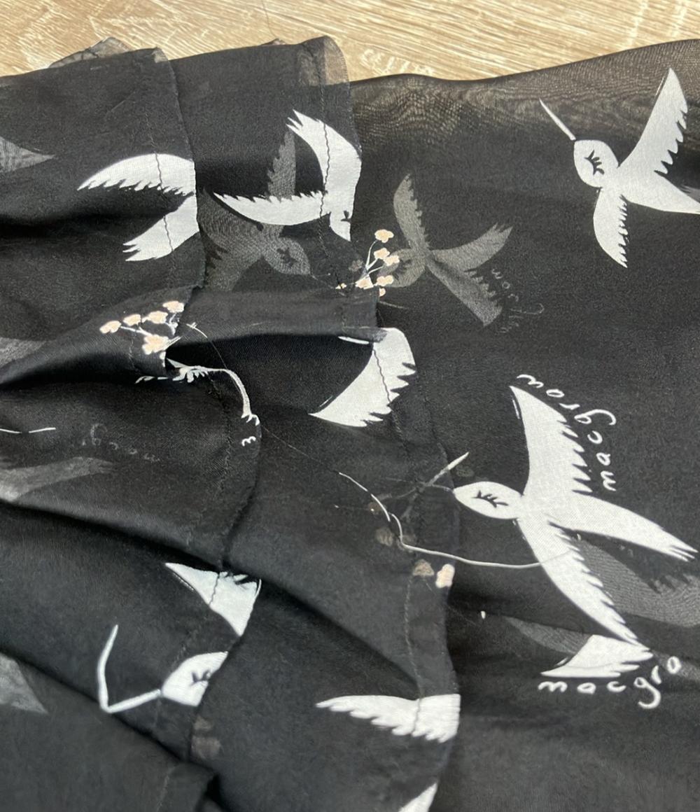macgraw 半袖ブラウス フリル 透け感 シフォン フェミニン Migration Bird Print Blouse レディース SIZE aus14 (XL) マックグロー
