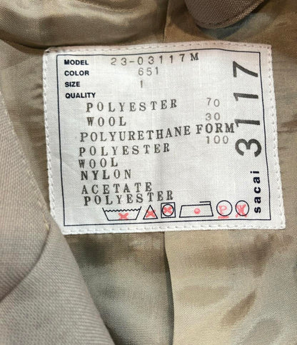Sacai チェスターコート BEIGE 651 Suiting Bonding Coat 23-03117M メンズ SIZE 1 (S) サカイ