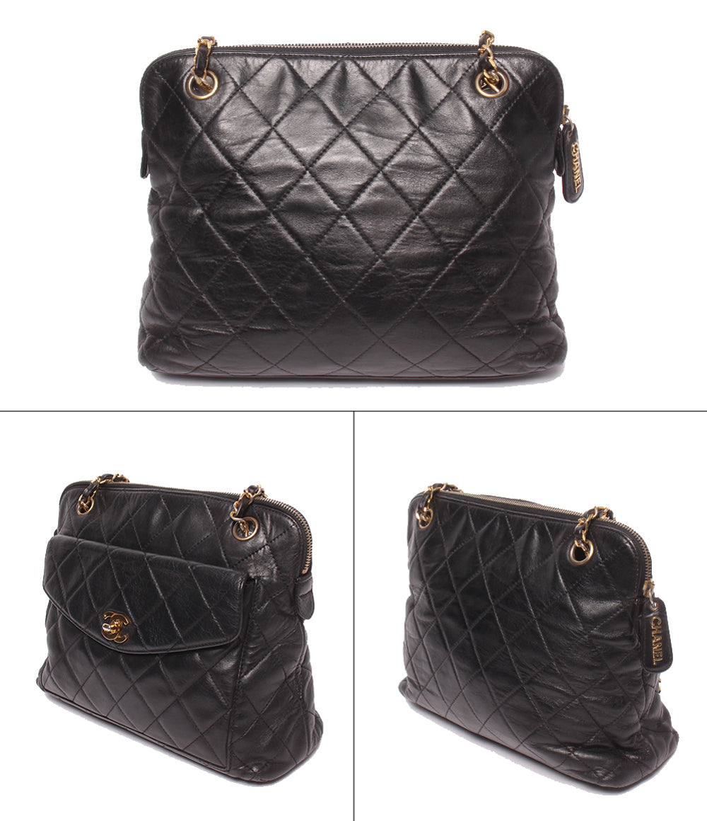 CHANEL チェーンショルダーバッグ 肩掛け ゴールド金具 1番台 マトラッセ レディース シャネル