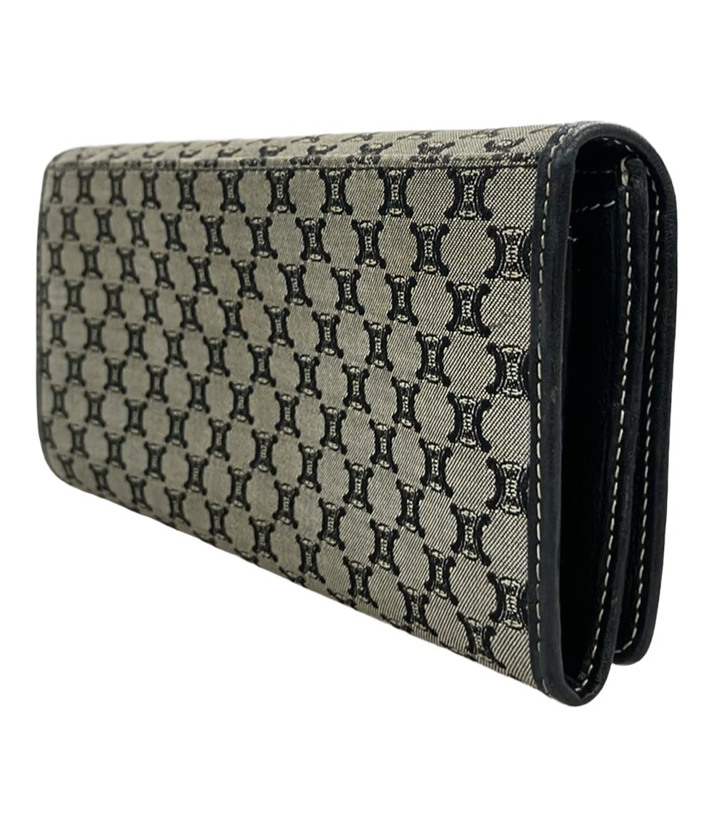 訳あり CELINE 二つ折り長財布 マカダム柄 キャンバスレザー レディース セリーヌ