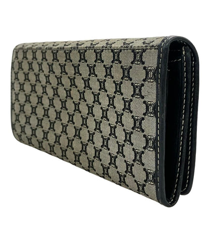 訳あり CELINE 二つ折り長財布 マカダム柄 キャンバスレザー レディース セリーヌ