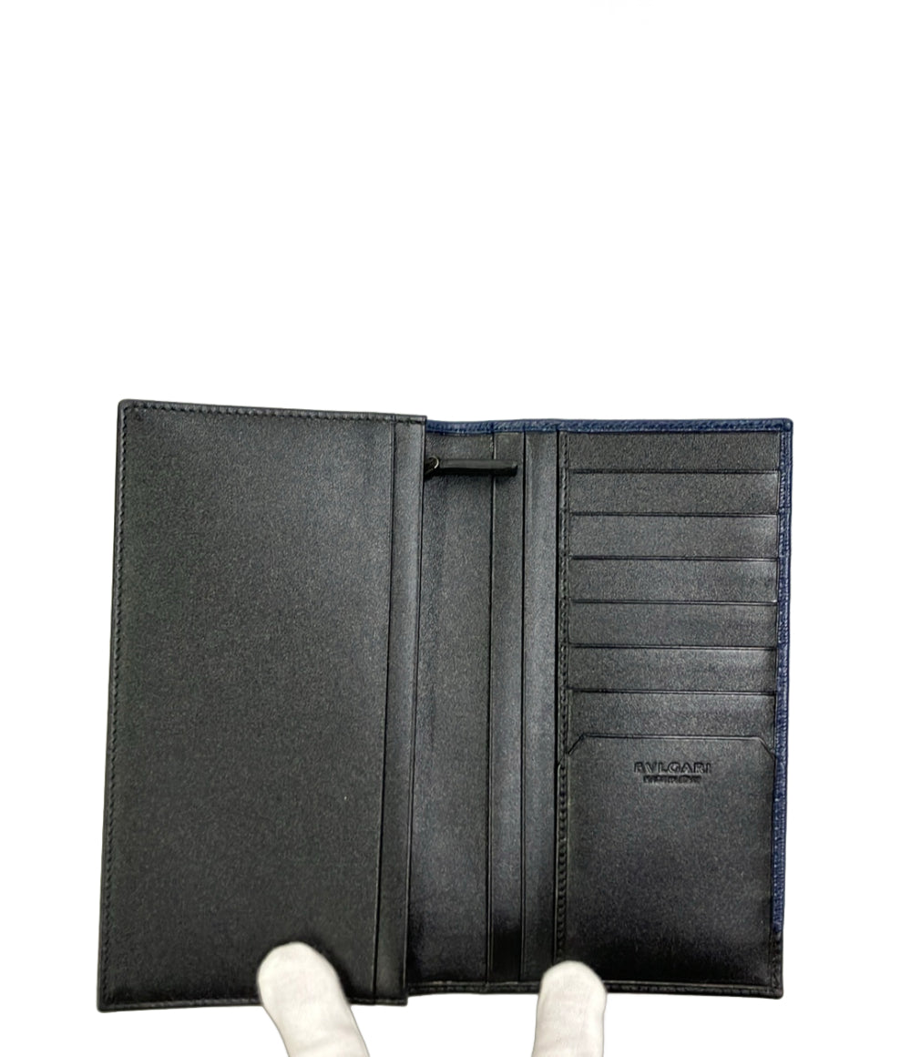 美品 BVLGARI 二つ折り長財布 レザー メンズ ブルガリ