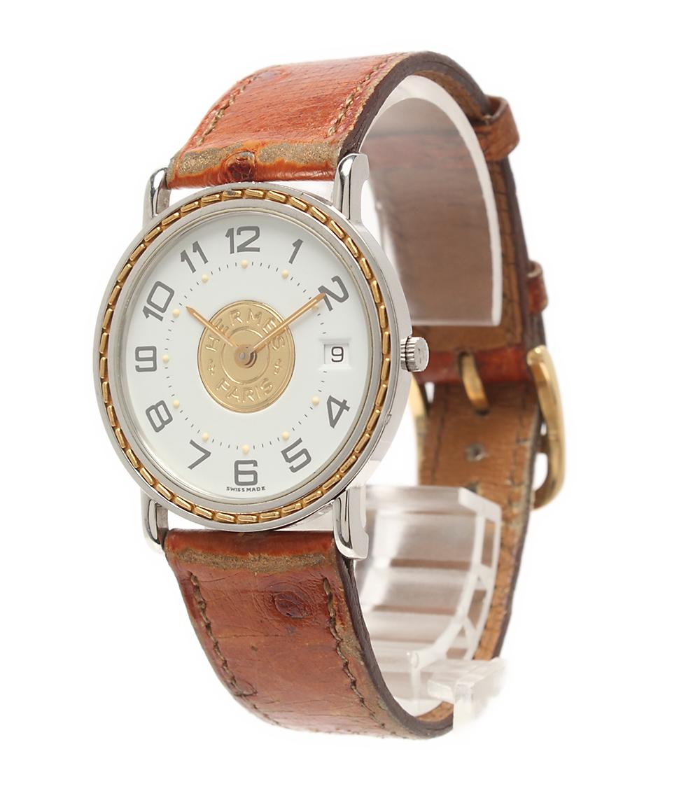 HERMES クォーツ時計 ホワイト/ブラウン HERMES 腕時計 セリエ クオーツ ホワイト メンズ エルメス – Rehello
