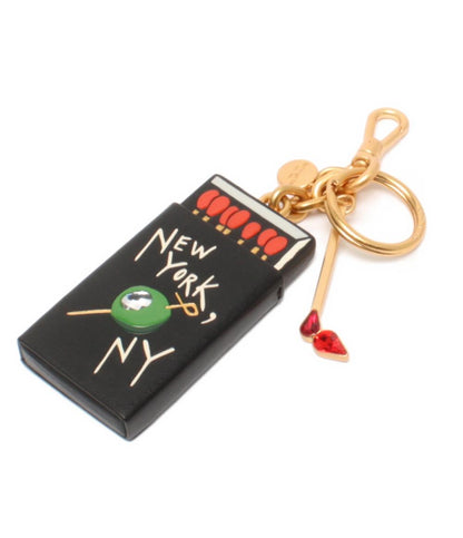 美品 Kate Spade バッグチャーム キーリング キーホルダー レザー マッチ箱モチーフ レディース ケイトスペード