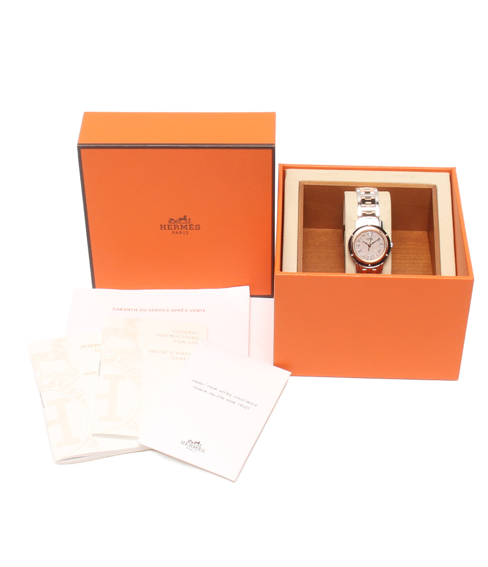 HERMES 腕時計 クリッパー ナクレ クオーツ ピンク CL4.221 レディース