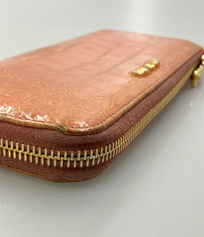 MIUMIU L字ファスナー長財布 クロコ型押しレザー レディース ミュウミュウ