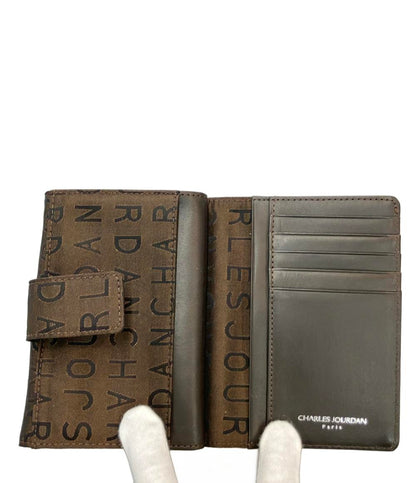 美品 CHARLES JOURDAN ダブルホック 二つ折り財布 ナイロン 牛革 レディース シャルル・ジョルダン