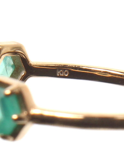 美品 agete リング 指輪 K10 ラインストーン レディース SIZE 9号 アガット