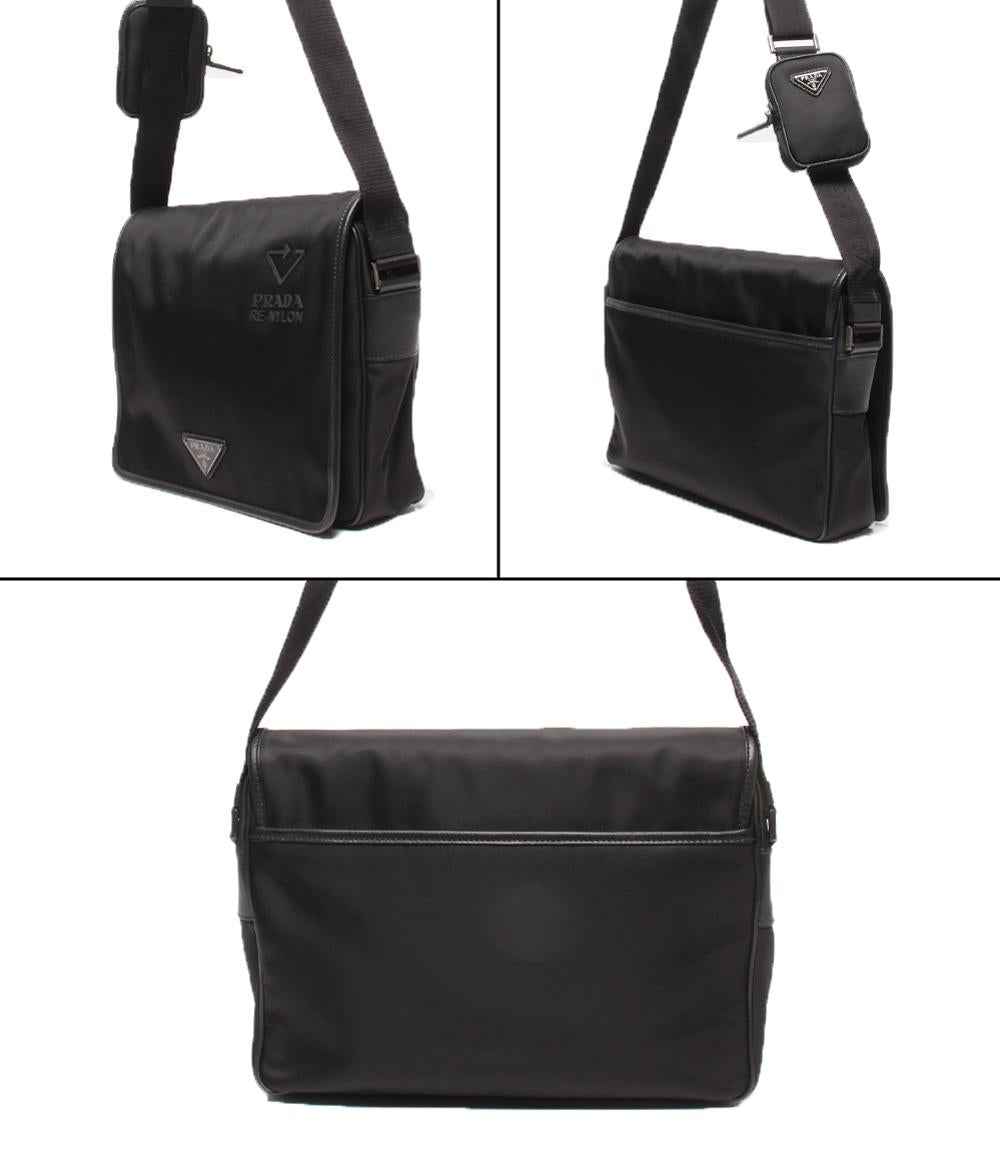 美品 PRADA メッセンジャーバッグ ショルダーバッグ リナイロン 斜め掛け 三角プレート 2VD039 メンズ レディース プラダ