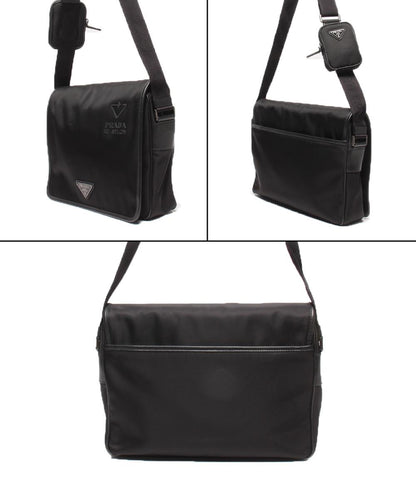 美品 PRADA メッセンジャーバッグ ショルダーバッグ リナイロン 斜め掛け 三角プレート 2VD039 メンズ レディース プラダ