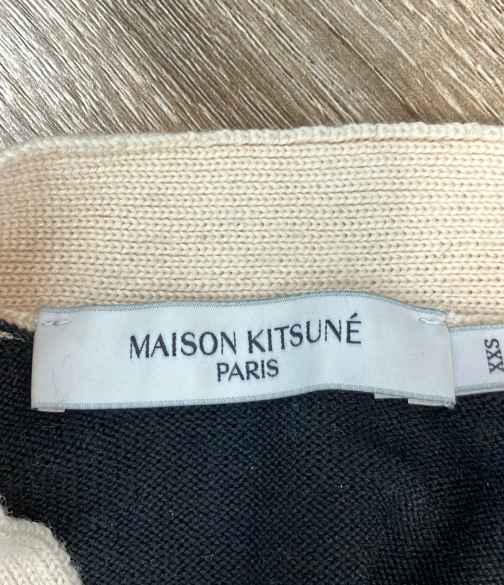 MAISON KITSUNE 長袖カーディガン ベイビーフォックス パッチ バイカラー クラシック ボタン HU00542KT1036 レディース SIZE XXS メゾンキツネ
