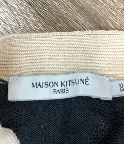 MAISON KITSUNE 長袖カーディガン ベイビーフォックス パッチ バイカラー クラシック ボタン HU00542KT1036 レディース SIZE XXS メゾンキツネ