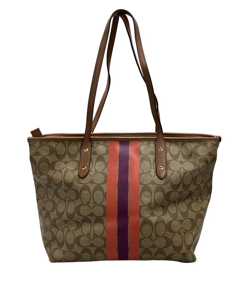 COACH トートバッグ PVC キャンバス レザー シグネチャー F38405