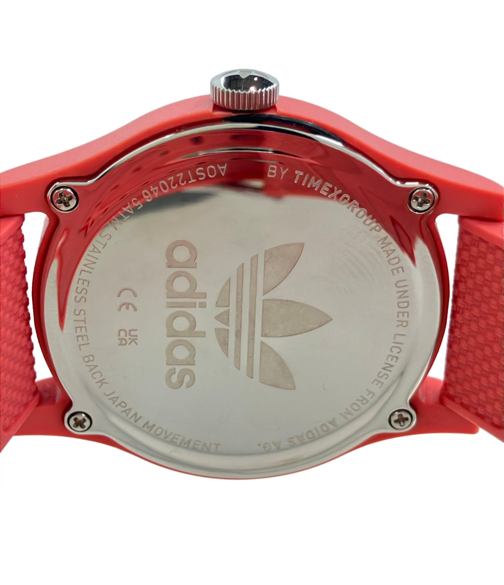美品 adidas 腕時計 ソーラー レッド AOST22046 メンズ アディダス