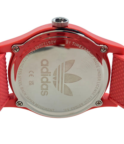 美品 adidas 腕時計 ソーラー レッド AOST22046 メンズ アディダス