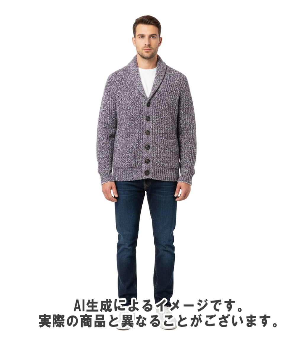 Brunello Cucinelli ニットカーディガン ショールカラー ミックスグレー パープル カシミア 100% メンズ SIZE 44 (S) ブルネロクチネリ
