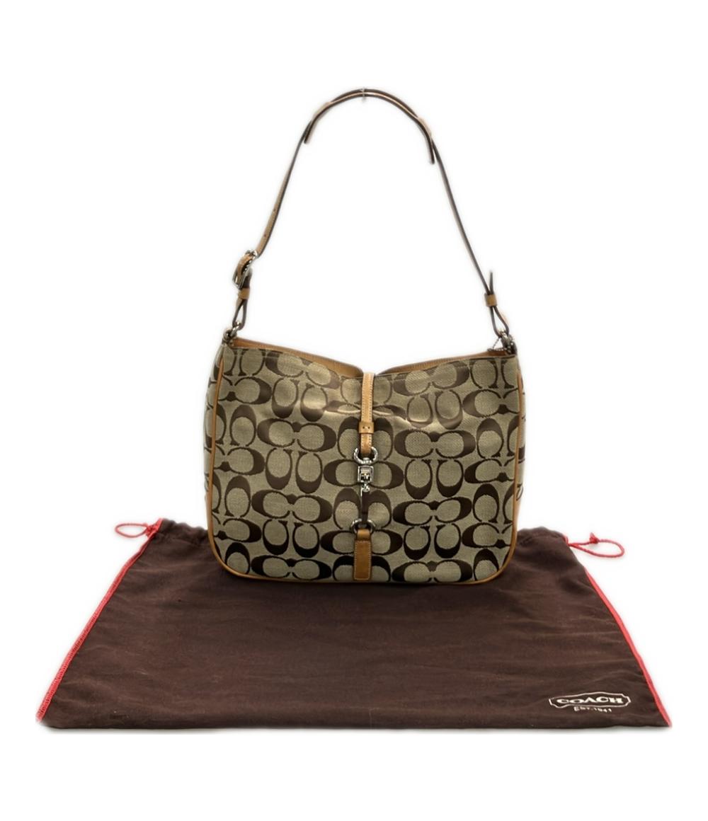 コーチ ワンショルダーバッグ 肩掛け クリップホーボー レザー キャンバス ヌメ革 シグネチャー 6091 レディース COACH