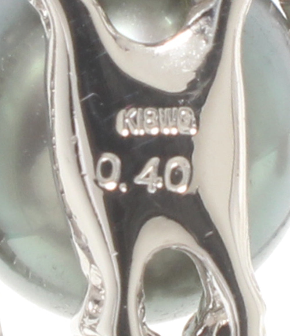美品 ネックレス K18WG パール9.0mm 9.8mm ダイヤ0.40ct レディース