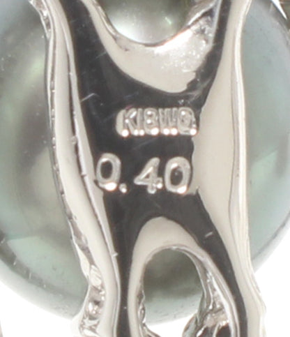 美品 ネックレス K18WG パール9.0mm 9.8mm ダイヤ0.40ct レディース