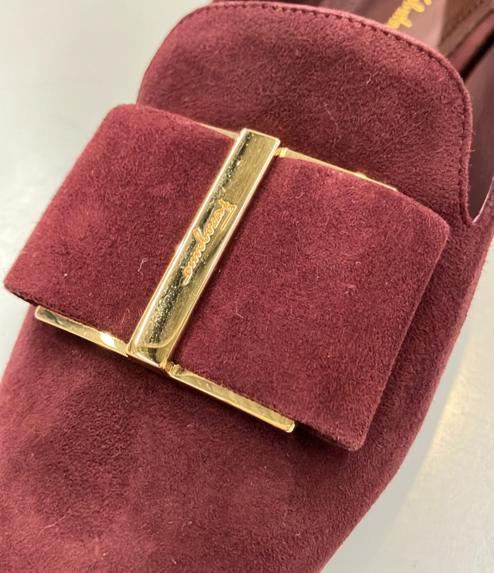 美品✨フェラガモ パンプス 5 1/2D スウェード　サルノ ボルドー Salvatore Ferragamo パンプス スエード サルノ レディース SIZE 5 1/2