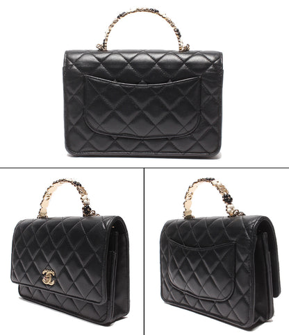CHANEL チェーンウォレット ショルダーバッグ 斜め掛け ゴールド金具 マトラッセ シングルフラップ ラムスキン レディース シャネル