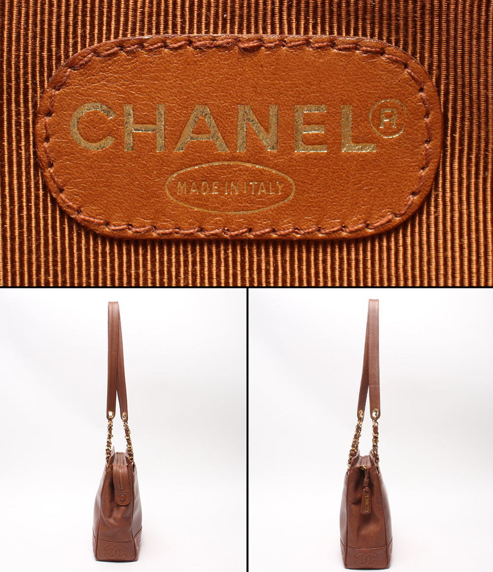 CHANEL ショルダーバッグ 肩掛け ゴールド金具 キャビアスキン トリプルココマーク ４番台 レディース シャネル