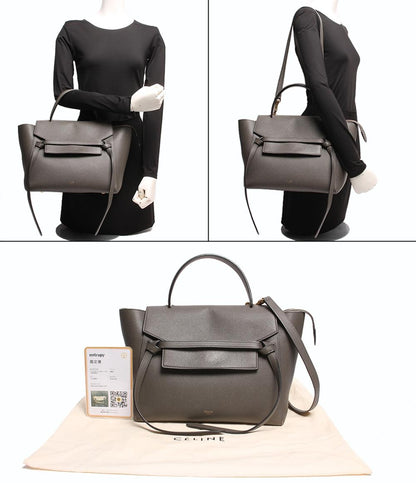 セリーヌ 2wayレザーハンドバッグ ゴールド金具 ベルトバッグ ミニ グレインドカーフスキン 189103ZVA.18LT レディース CELINE