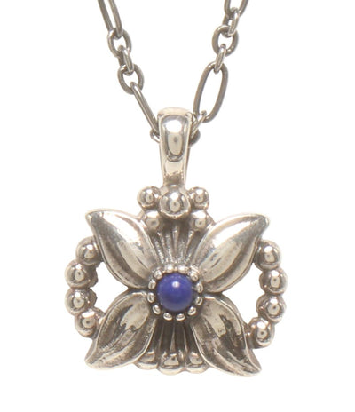 美品 ジョージジェンセン ネックレス SV925 ラピスラズリ ヘリテージコレクション イヤーペンダント 1998 レディース Georg Jensen