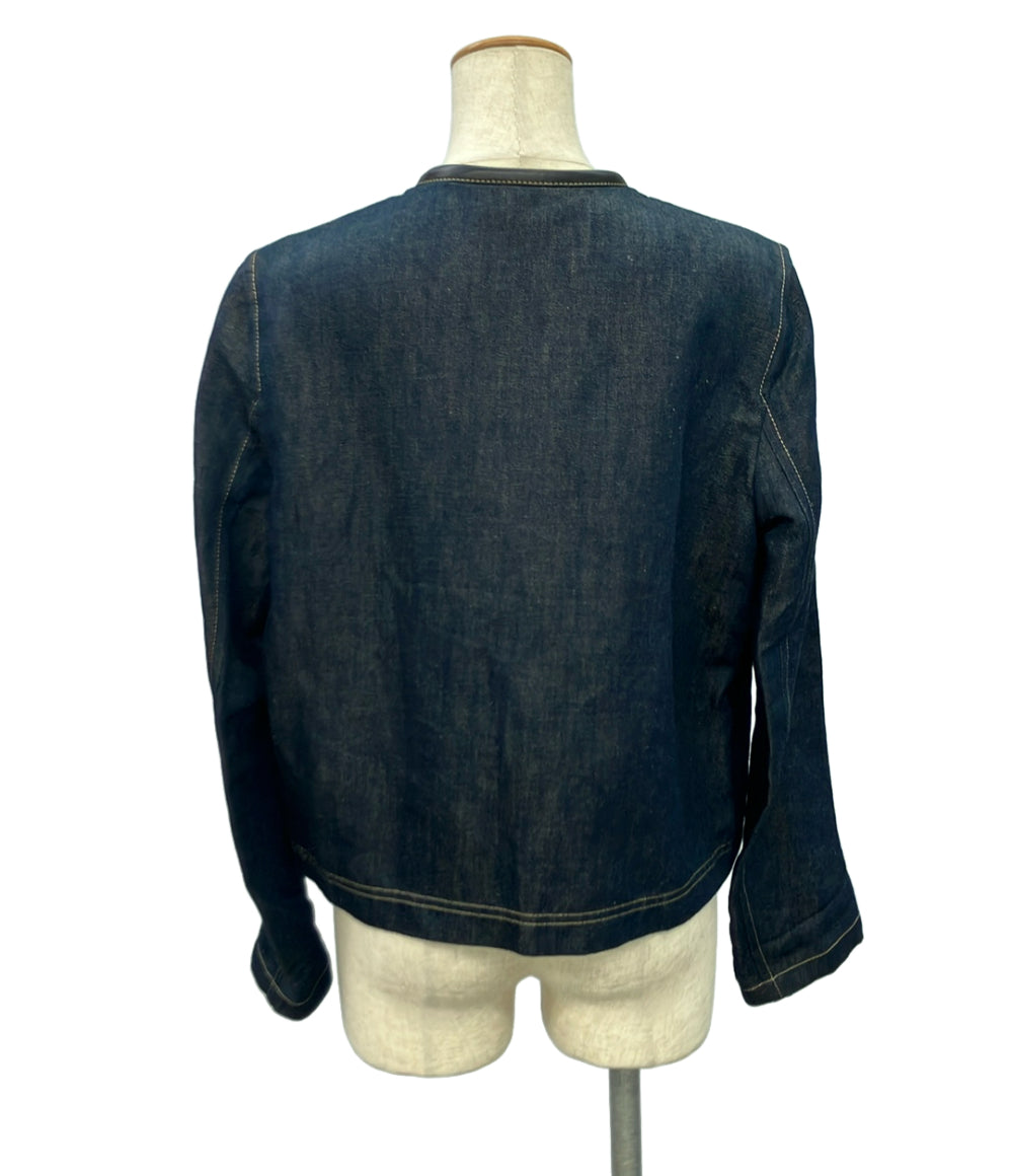 HERMES ノーカラーデニムジャケット レディース SIZE 40 (M) エルメス