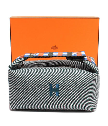 美品 エルメス ポーチ バニティバッグ ウール ブリッド ア ブラックPM ヴェールフォレ ベルフォーレ レディース HERMES