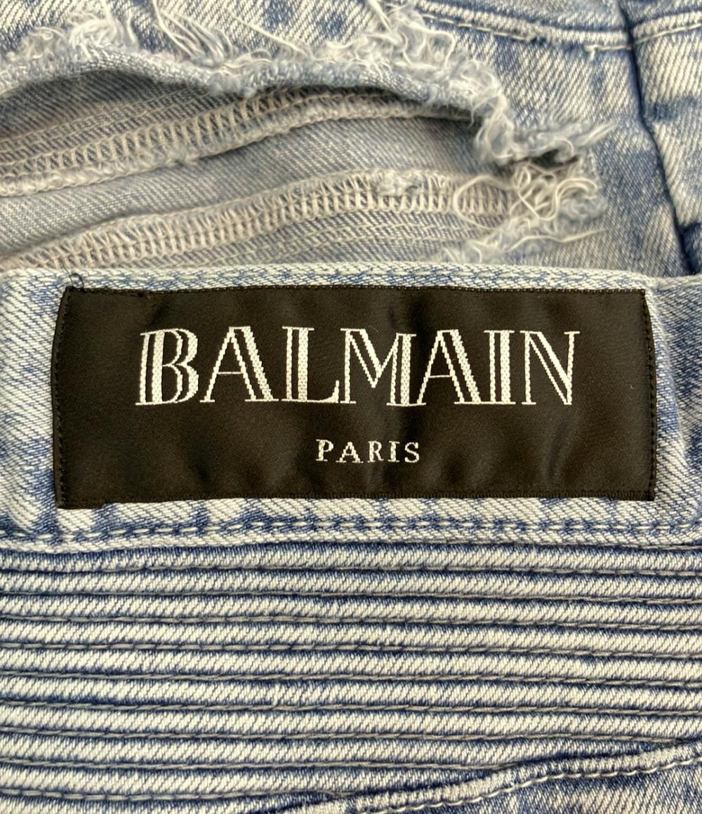 BALMAIN 蛇腹バイカーデニムパンツ ダメージ加工 メンズ SIZE 28 (S