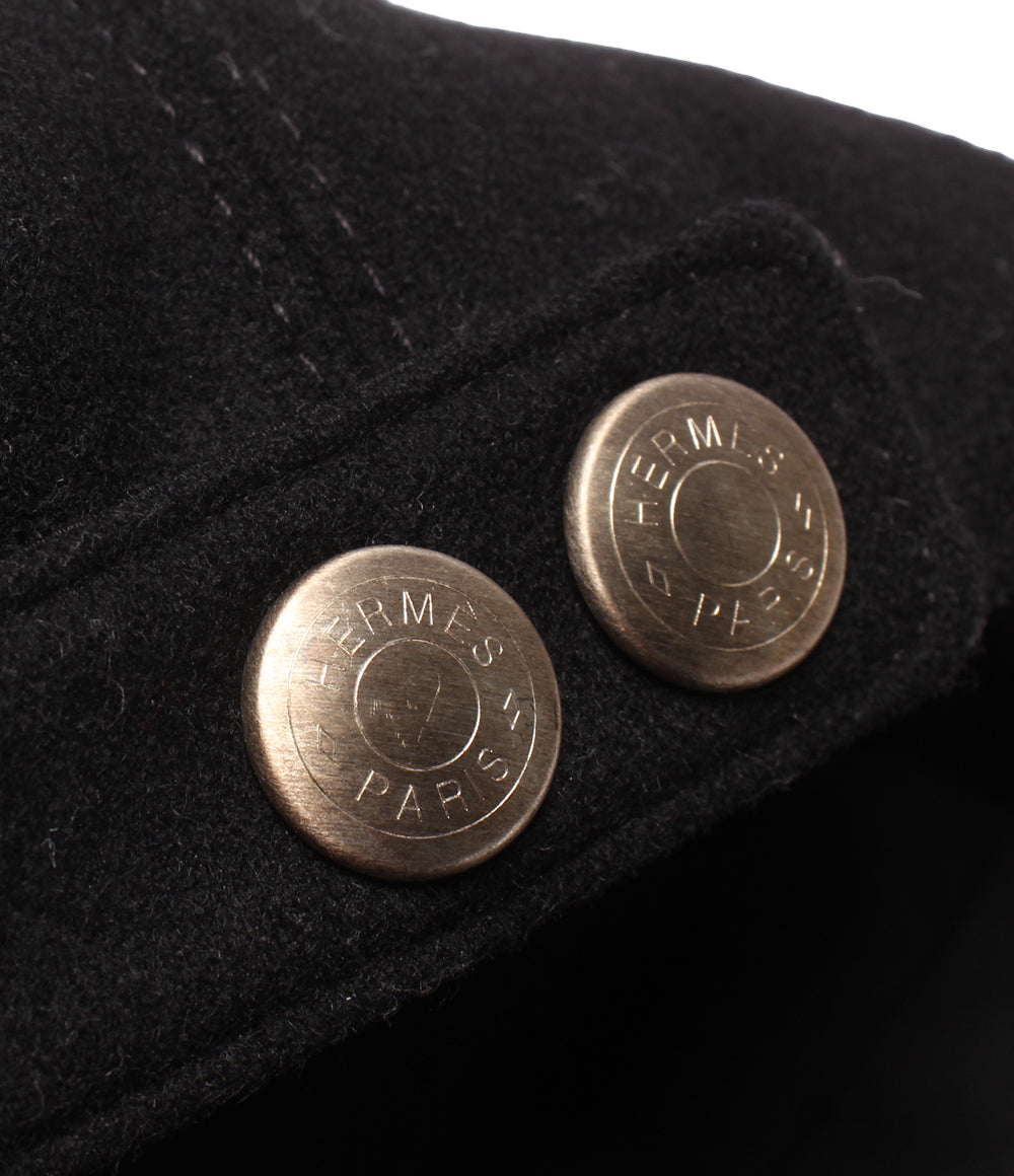 HERMES キャップ カシミヤ100％ スナップボタン式 レディース メンズ SIZE 59 エルメス