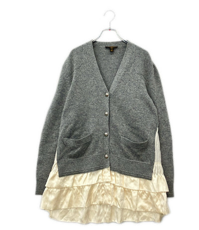 LOUIS VUITTON 長袖 裾フリル ドッキング ニットカーディガン ECC-W09 レディース SIZE S ルイ・ヴィトン