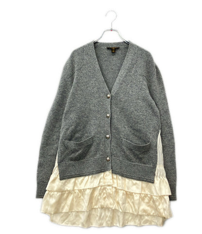LOUIS VUITTON 長袖 裾フリル ドッキング ニットカーディガン ECC-W09 レディース SIZE S ルイ・ヴィトン