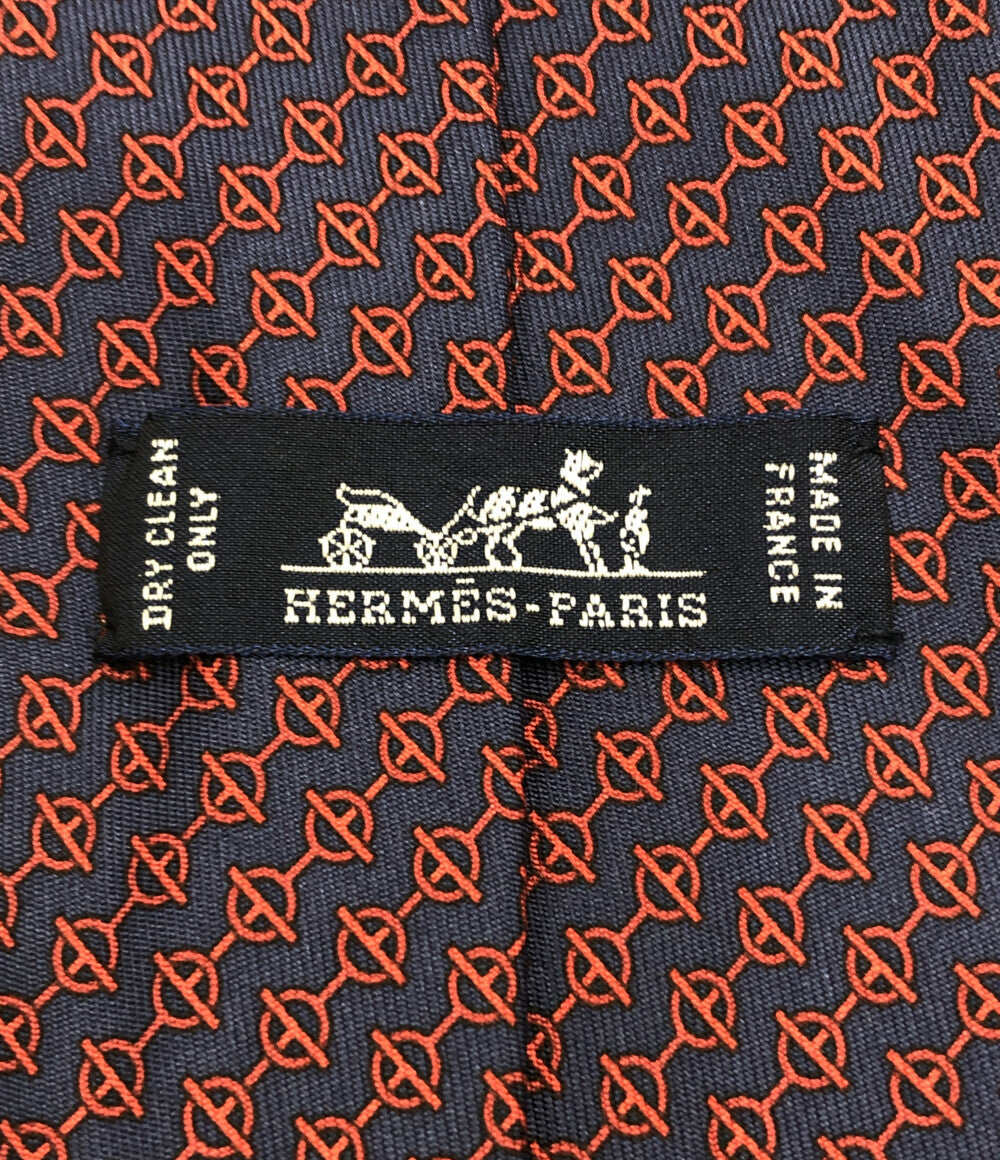 エルメス 美品 ネクタイ シルク100％ シェーヌダンクル柄      メンズ  (複数サイズ) HERMES