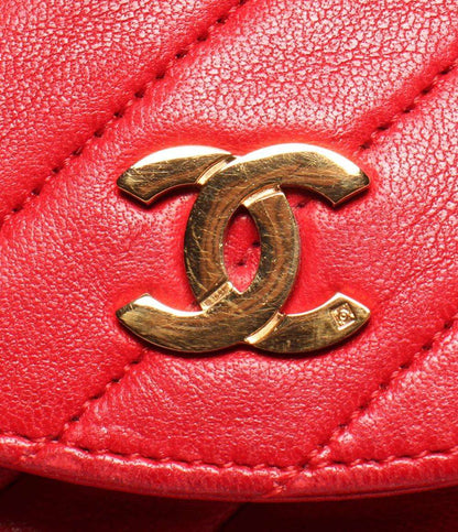 訳あり CHANEL チェーンショルダーバッグ ラムスキン シングルフラップ バイアスステッチ ゴールド金具 肩掛け レディース シャネル