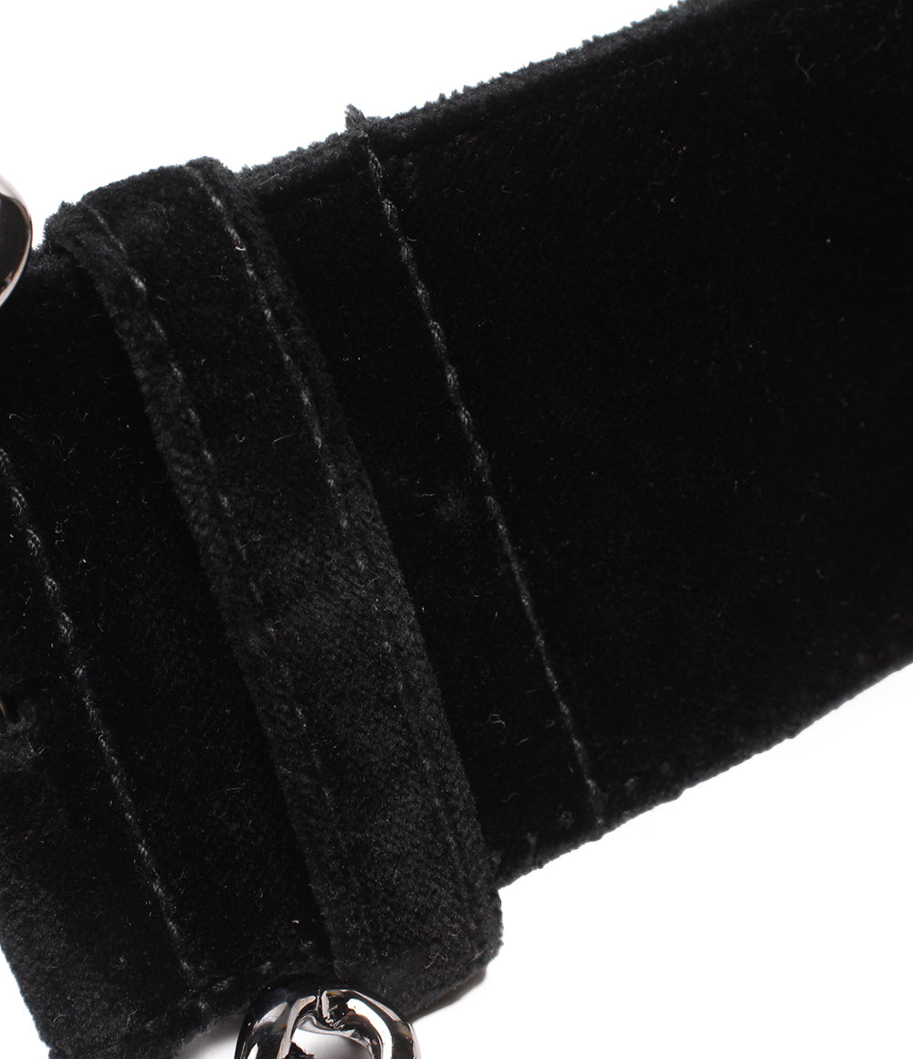 CHANEL ベルト チェーンバックル ベルベットベルト シルバー金具 レディース シャネル