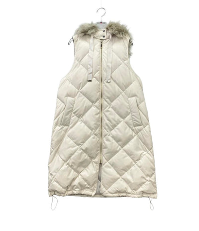 美品 GRACE Class ジレ ダウン ロング 21AW タグ フード フェイクファー付き ロングダウンジレ 0221457112-00 レディース SIZE 36 (S) グレースクラス