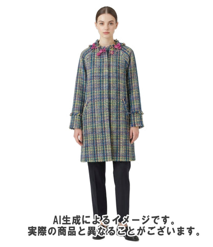 美品 MUVEIL フラワーモチーフ・ビジュー ツイードコート MA82FC001 レディース SIZE 38 (M) ミュベール