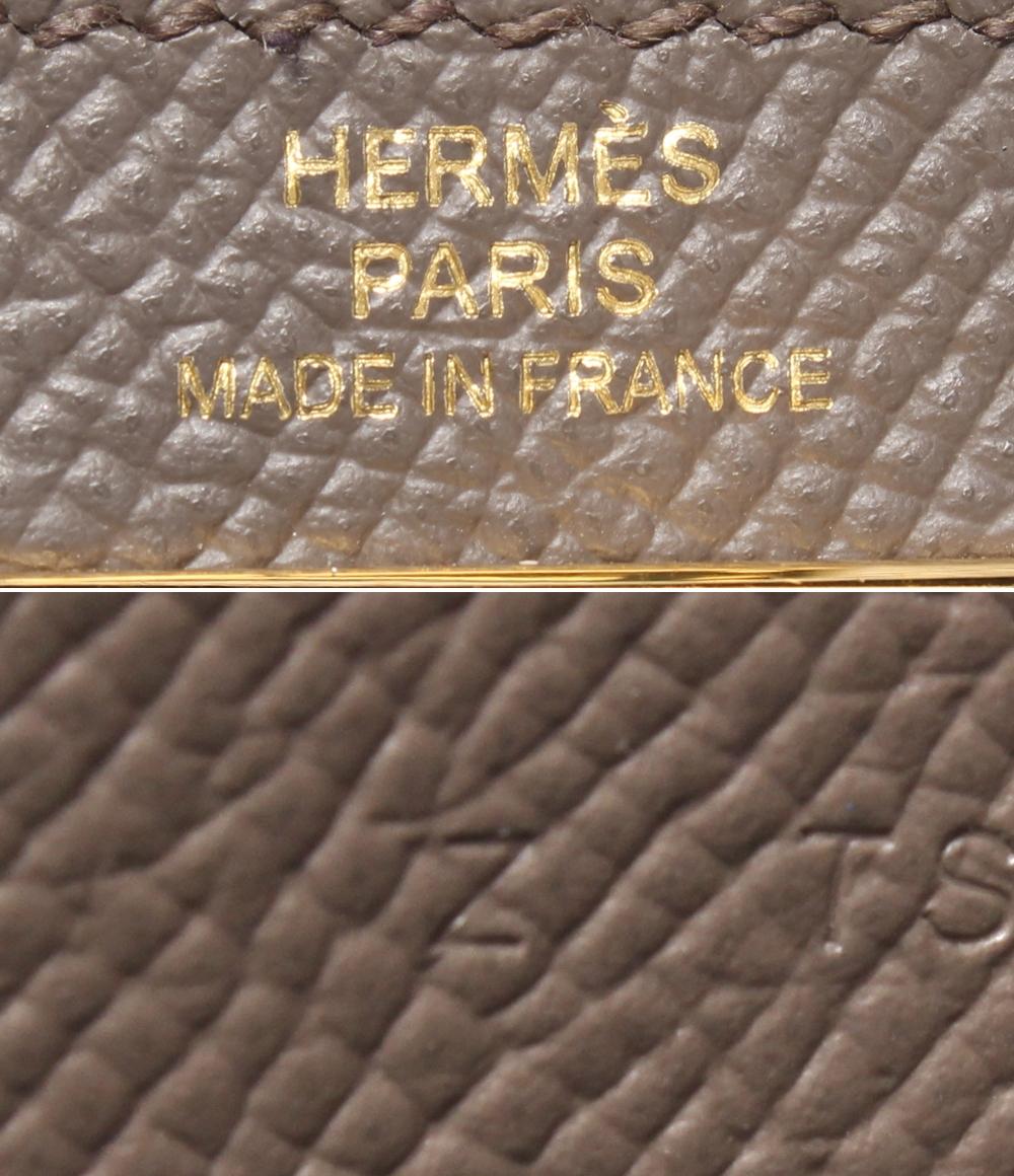 新品 エルメス HERMES ユニセックス 二つ折り財布 ゴールド ヴォーエプソン HERMES ミニ財布 小銭入れ ゴールド金具 Z刻印 ヴォー・エプソン
