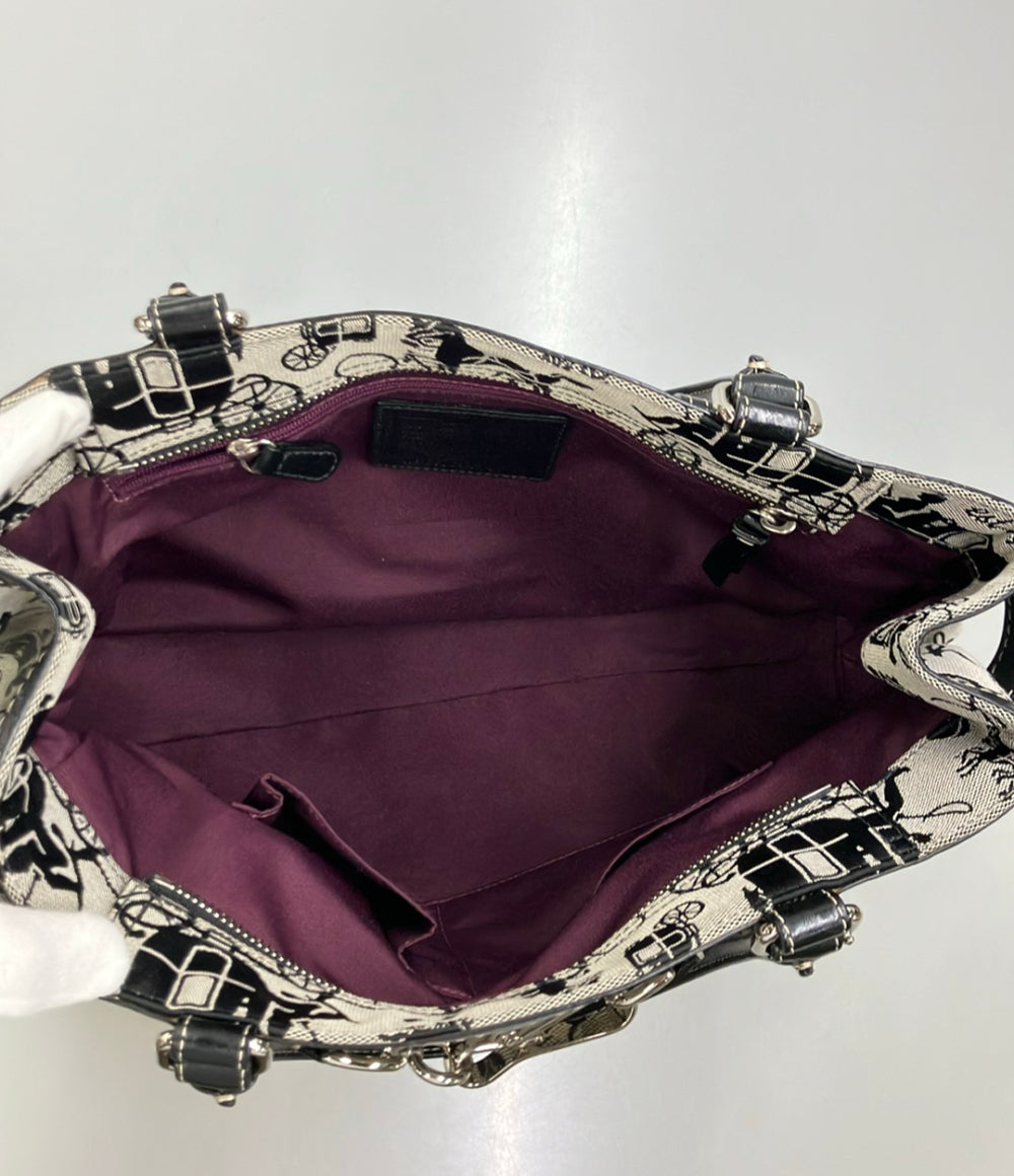 美品 COACH トートバッグ ハンドバッグ ホース＆キャリッジ レザー キャンバス F14445 レディース コーチ