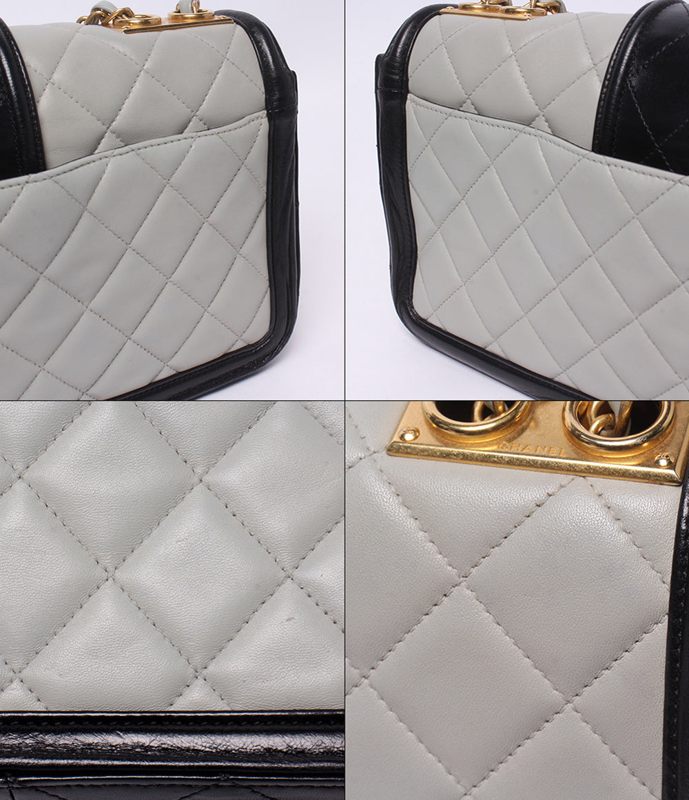 CHANEL チェーンショルダーバッグ 肩掛け 斜め掛け ゴールド金具 20番台 デカマトラッセ ダブルチェーン シングルフラップ レディース シャネル